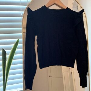Black Ruffle Shoulder Sweater - Size M